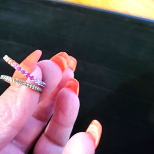 Multicolor Silver Tone Women's Ring Set Of 2 One Size 7 One Size 9